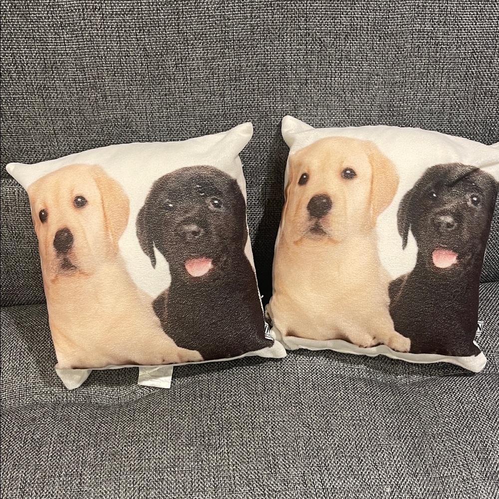 Puppy Print Decorative Throw Pillow - White and Tan